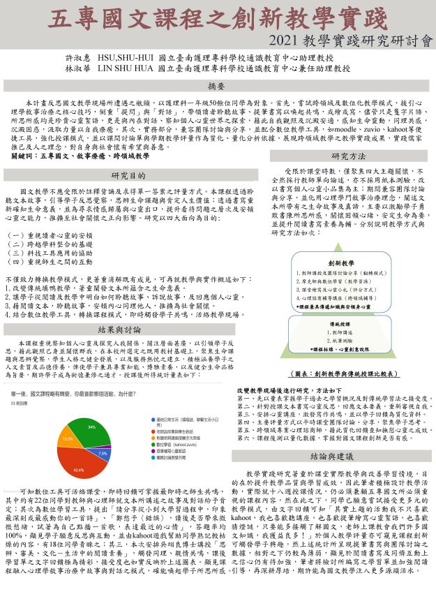 【AP-03】五專國文課程之創新教學實踐