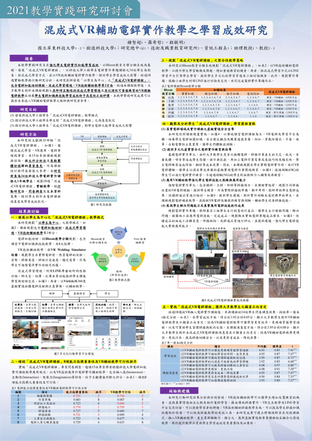 【EC-02】混成式VR輔助電銲實作教學之學習成效研究