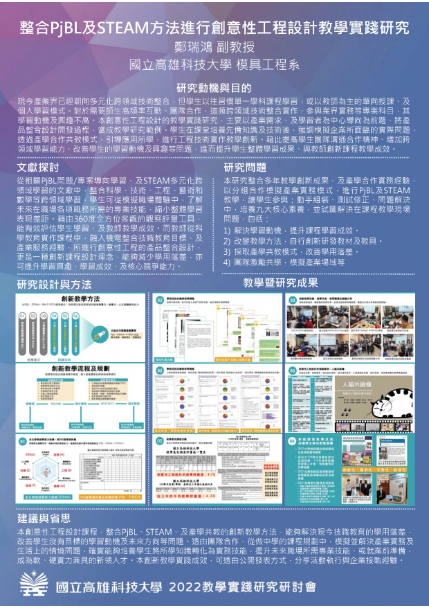 【TC-01】整合PjBL及STEAM方法進行創意性工程設計教學實踐研究