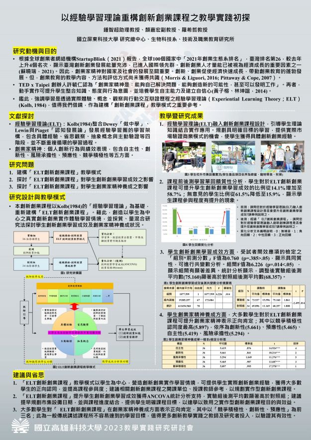 【BC-02】以經驗學習理論重構創新創業課程之教學實踐初探