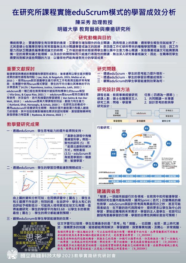 【BC-04】在研究所課程實施eduScrum模式的學習成效分析