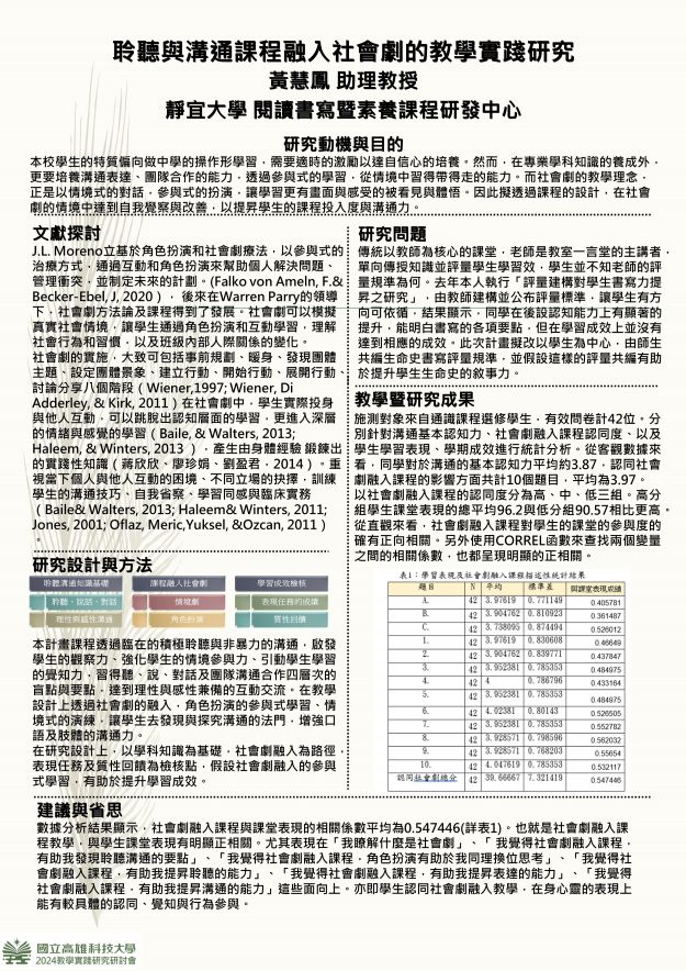 【AP-02】聆聽與溝通課程融入社會劇的教學實踐研究