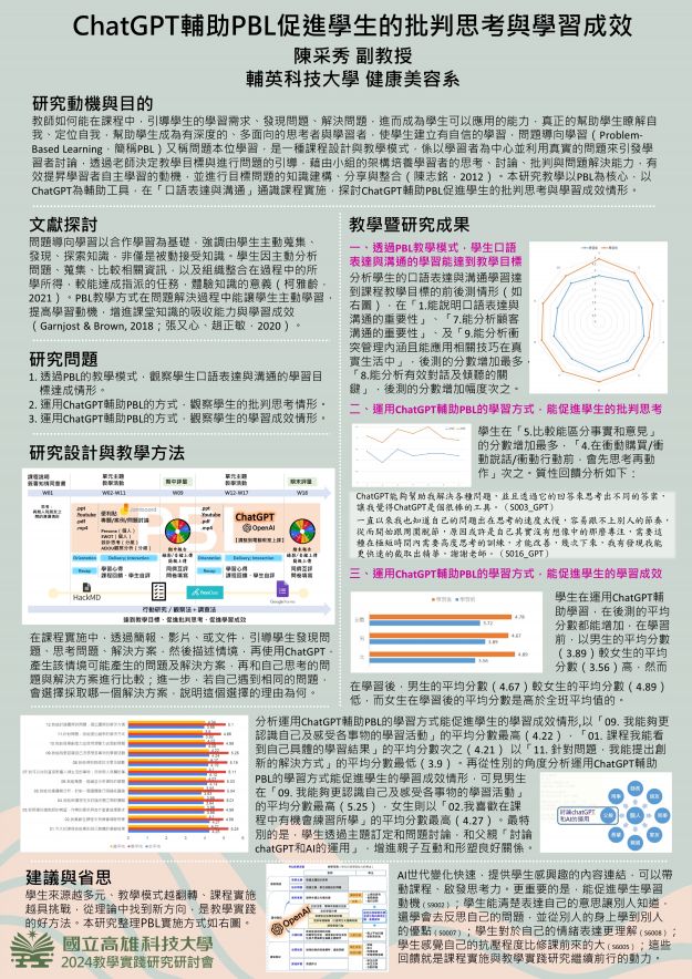 【AC-03】ChatGPT輔助PBL促進學生的批判思考與學習成效