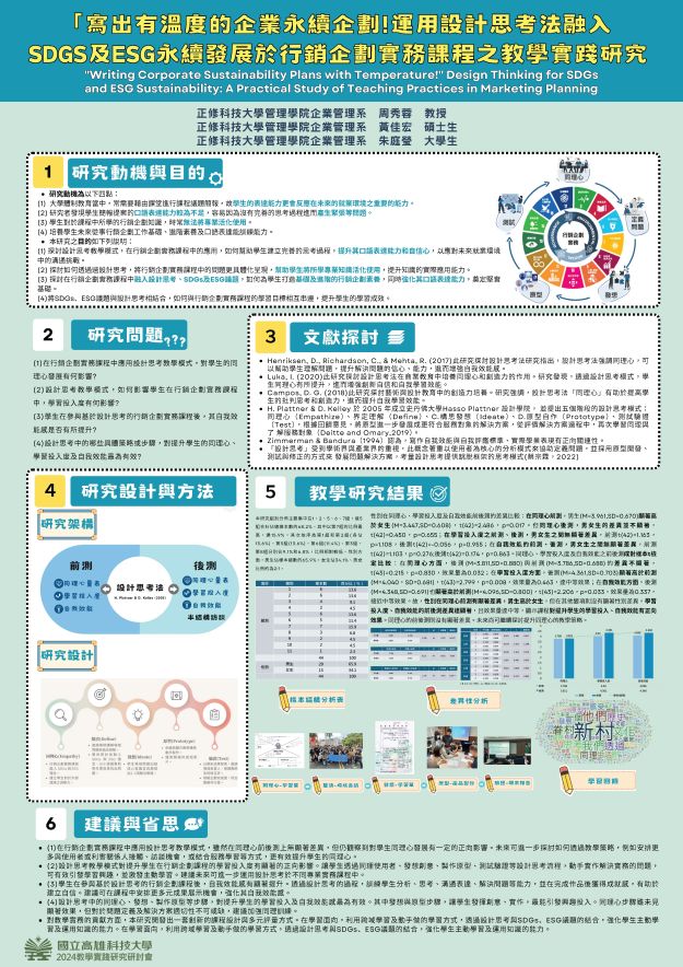 【DC-01】「寫出有溫度的企業永續企劃!」運用設計思考法融入SDGs及ESG永續發展於行銷企劃實務課程之教學實踐研究