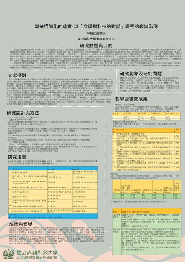 【AP-04】專業通識化的落實-以「文學與科技的對話」課程的嚐試為例