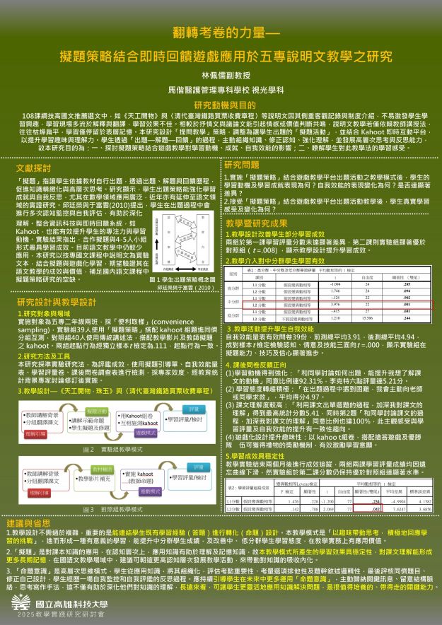 【AC-06】翻轉考卷的力量— 擬題策略結合即時回饋遊戲應用於五專說明文教學之研究