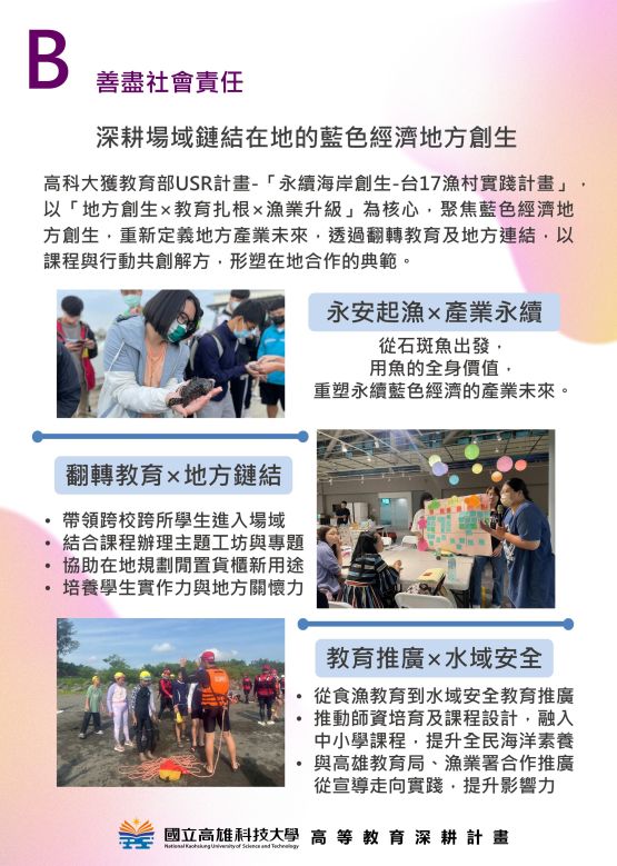 分項計畫B  善盡社會責任