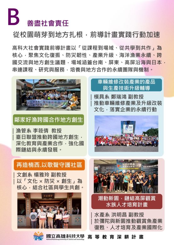 分項計畫B  善盡社會責任